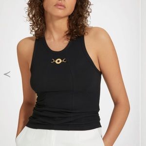 PATOU Medallion-embellished tank top in organic cotton NWT